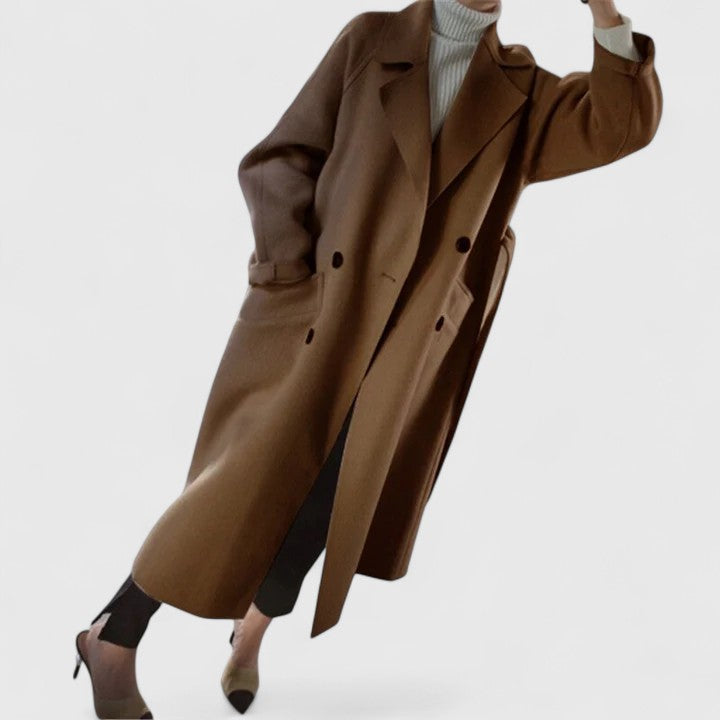 Arlene | Oversized Longline Wool Coat with Lapel