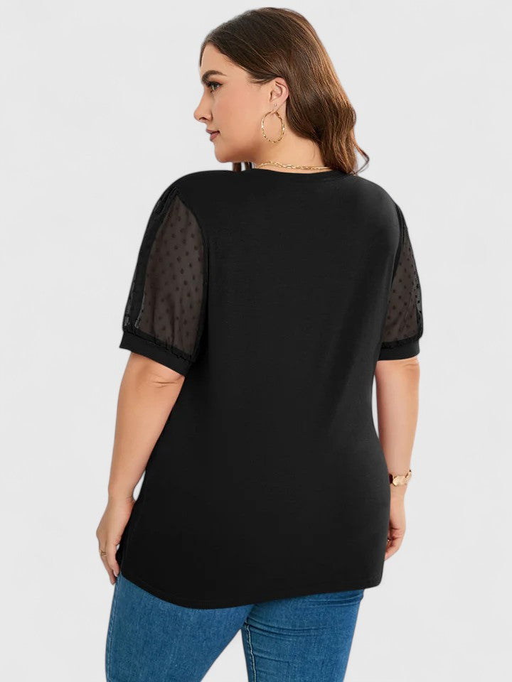 Anjela | V-Neck Sheer Sleeve Top