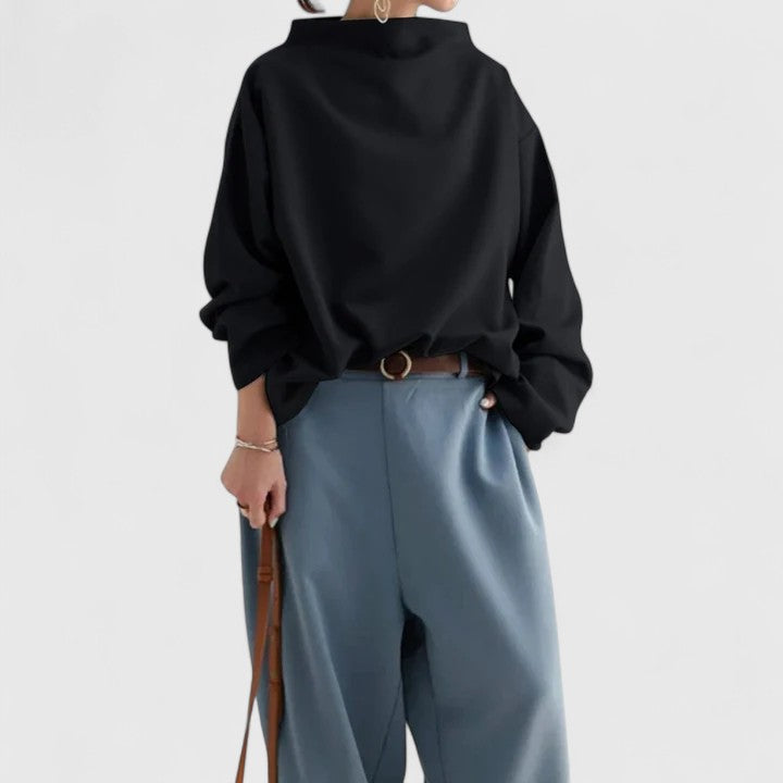 Evie | Relaxed Fit Cowl Neck Top with Long Sleeves