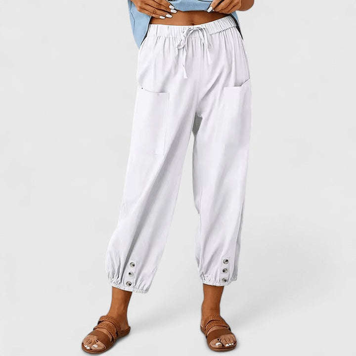 Ashanti | Cropped Cotton Linen Pants with Pockets
