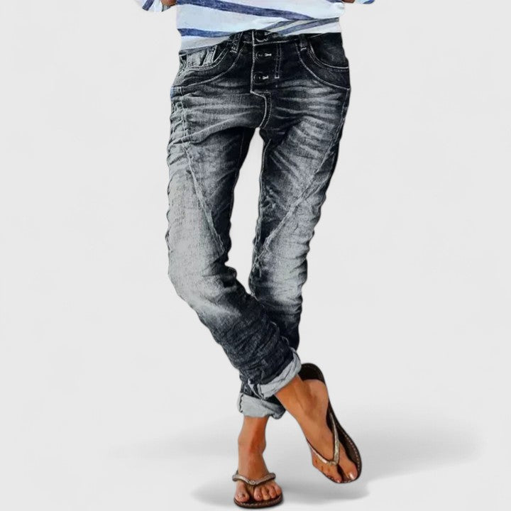 Ursula | Distressed Acid Wash Jeans Tapered Fit