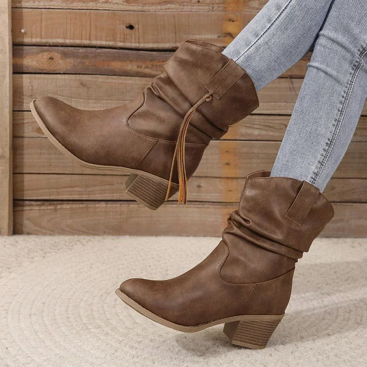 Patrizia | Slouchy Western Boots with Braided Tassel