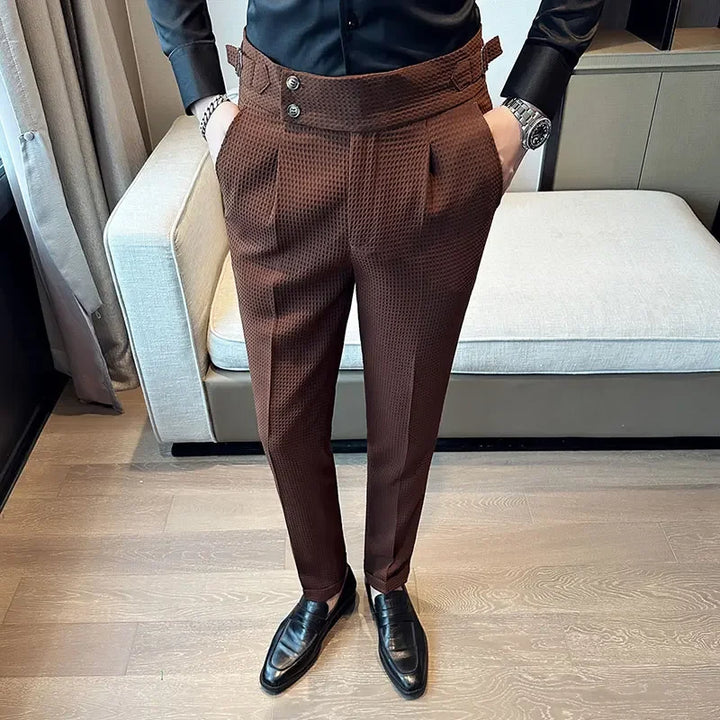 Soren | Textured Pleat Front Trousers