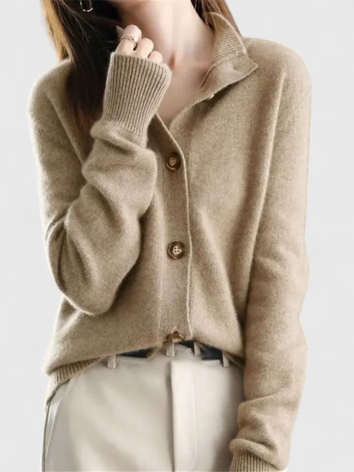 Paolina | Collared Button-Up Knit Cardigan