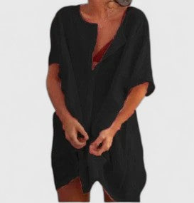 Cleopatraea | Linen Tunic Shirt Dress Short Sleeve