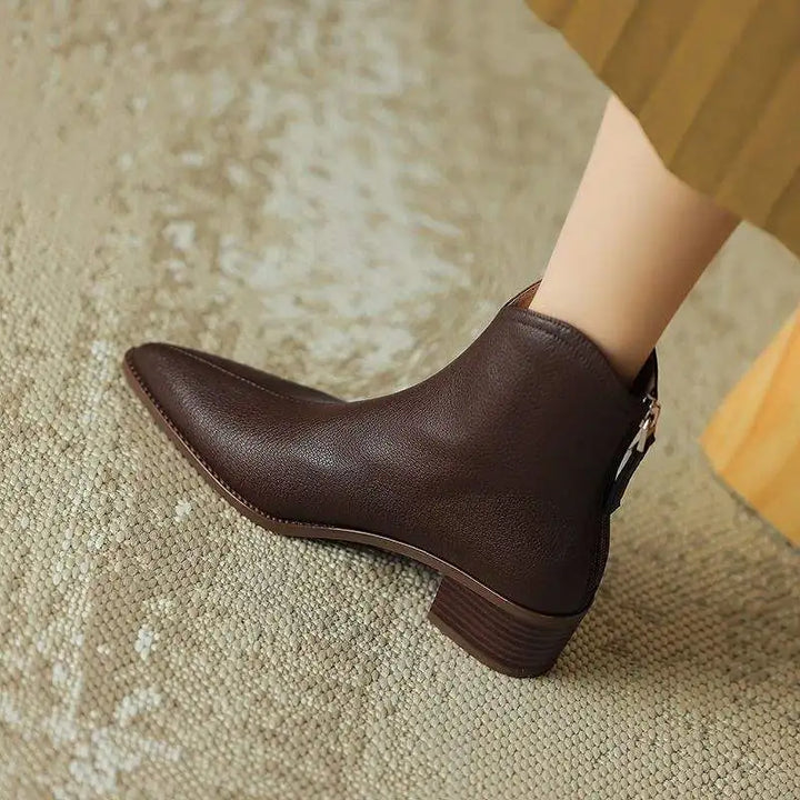 Angelina | Pointed Toe Block Heel Ankle Boots