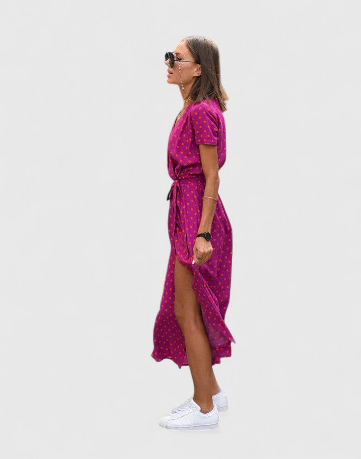 Antonina-Rose | Polka Dot Wrap Maxi Dress V-Neck