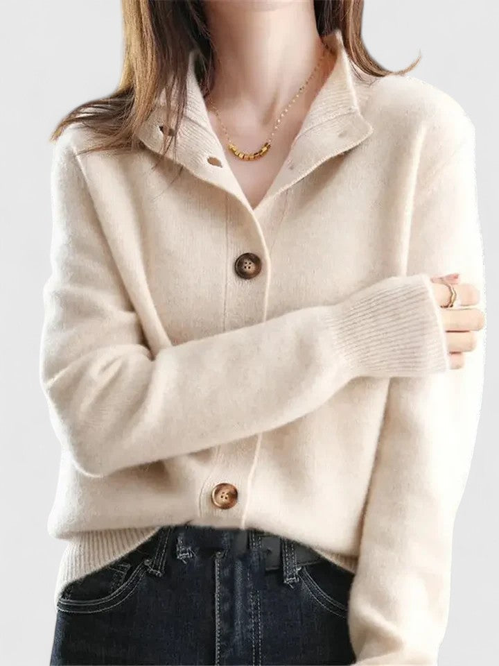 Paolina | Collared Button-Up Knit Cardigan