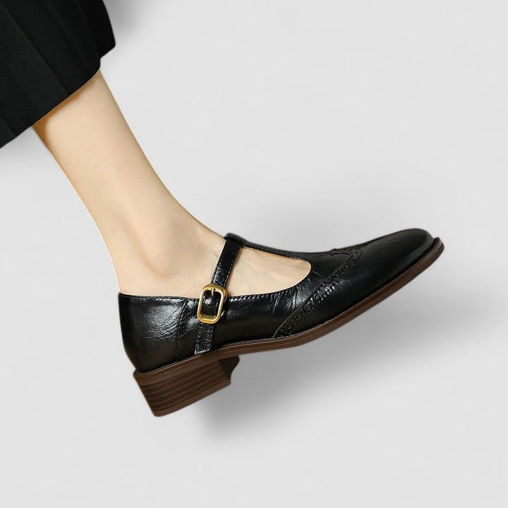 Vianne | T-Strap Mary Jane Brogues with Buckle