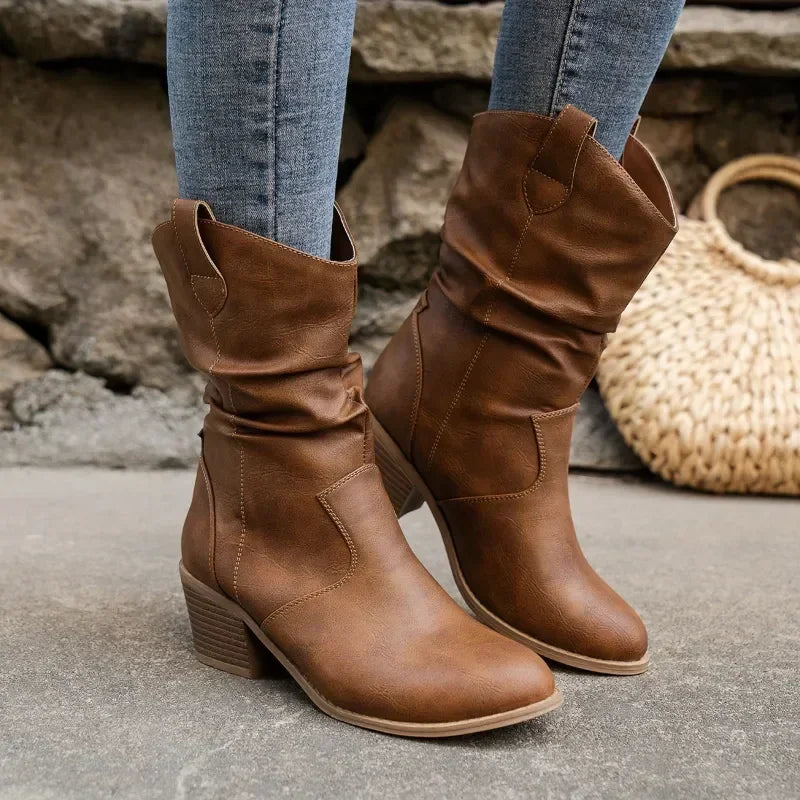 Veronica | Slouchy Block Heel Western Boots