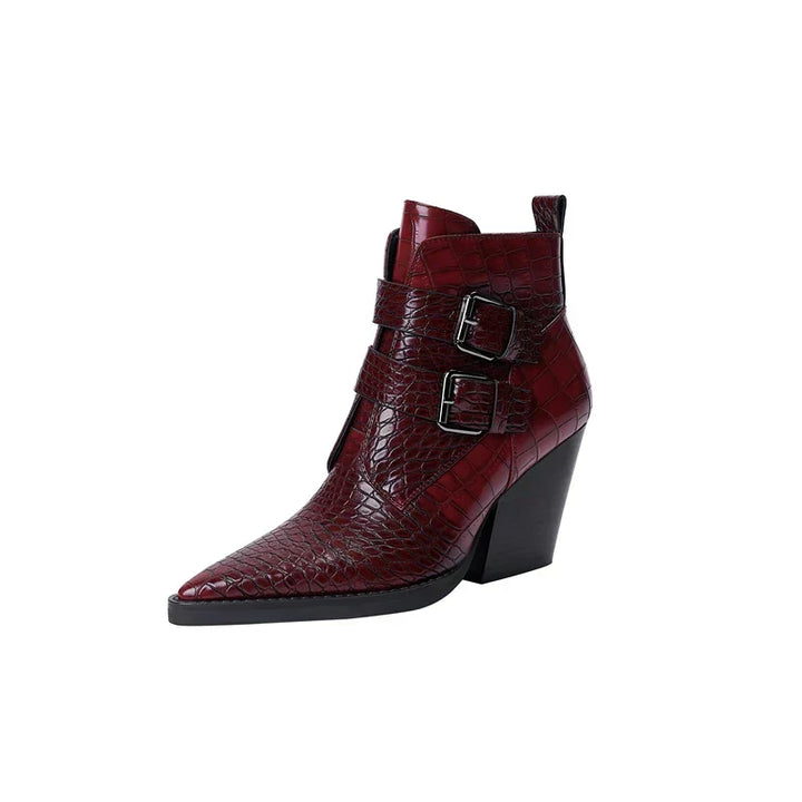 Carmela | Croc Embossed Pointed Toe Western Boots