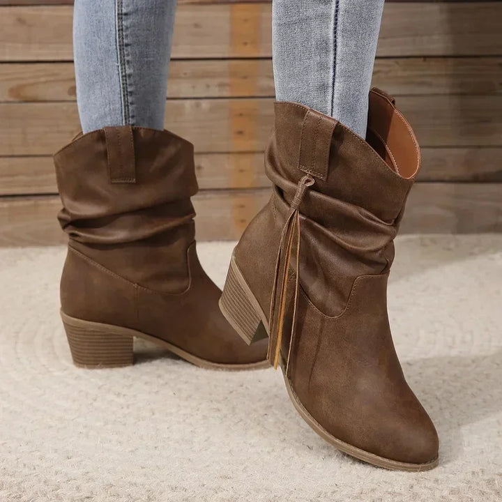 Patrizia | Slouchy Western Boots with Braided Tassel