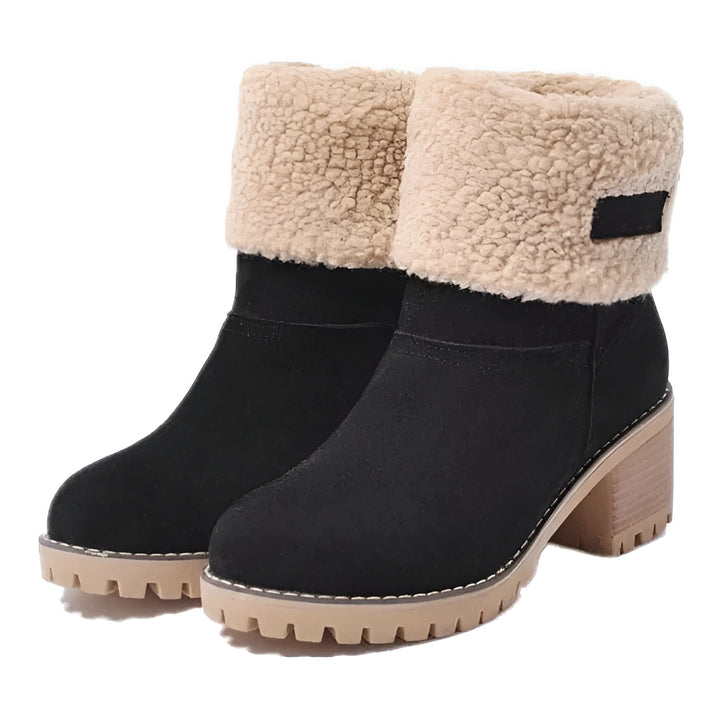 Lavinia | Fleece Cuff Faux Fur Boots with Heel