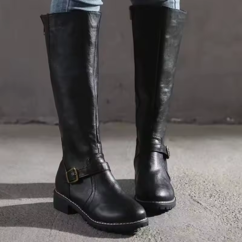 Luisa | Knee High Buckle Strap Boots