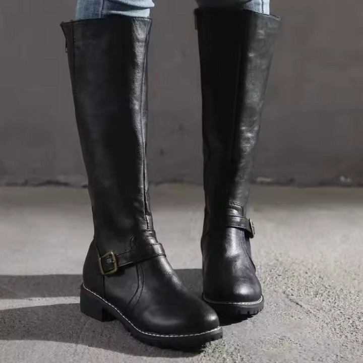 Luisa | Knee High Buckle Strap Boots