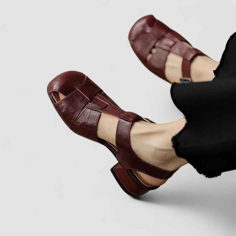 Narcissa | Closed-Toe Fisherman Sandals with Block Heel