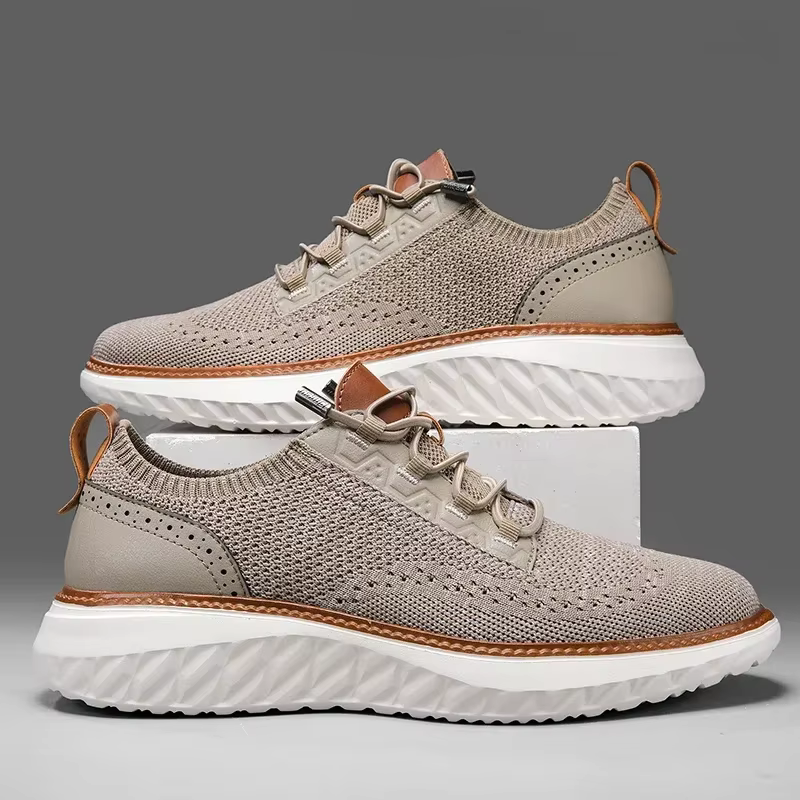 Bernard | Textured Panel Lace-Up Sneakers