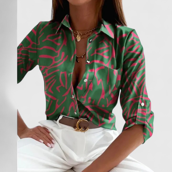 Jobina | Geometric Print Button Up Shirt