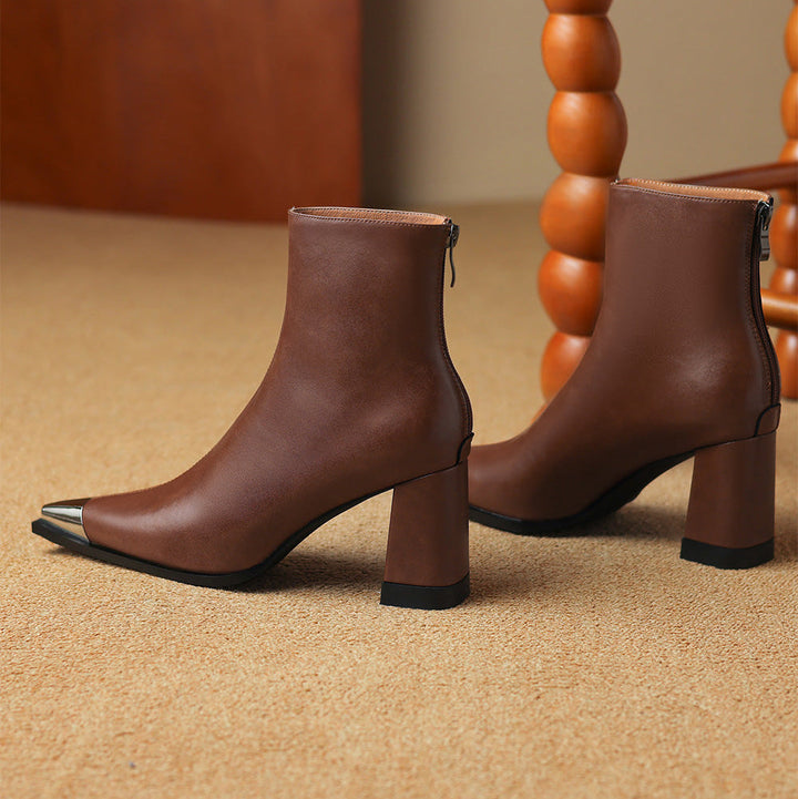 Marjolein | Casual Pointed Toe Block Heel Ankle Boots