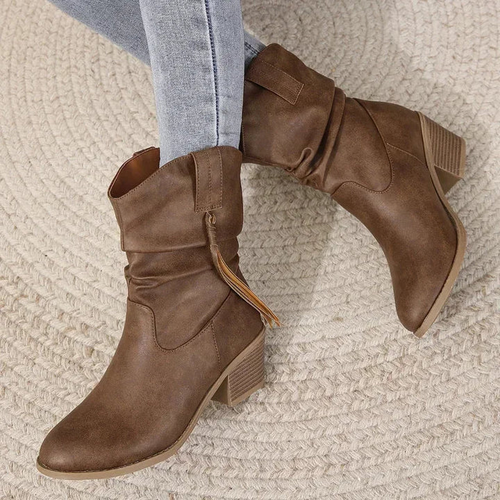 Patrizia | Slouchy Western Boots with Braided Tassel