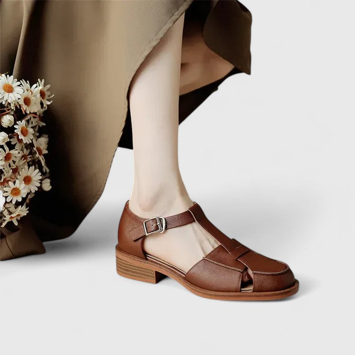 Sabella | Closed-Toe T-Strap Sandals with Buckle