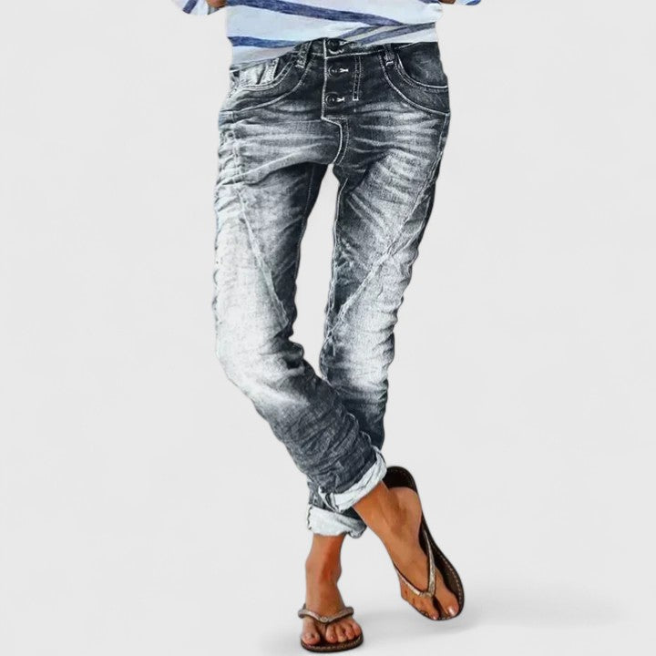 Ursula | Distressed Acid Wash Jeans Tapered Fit
