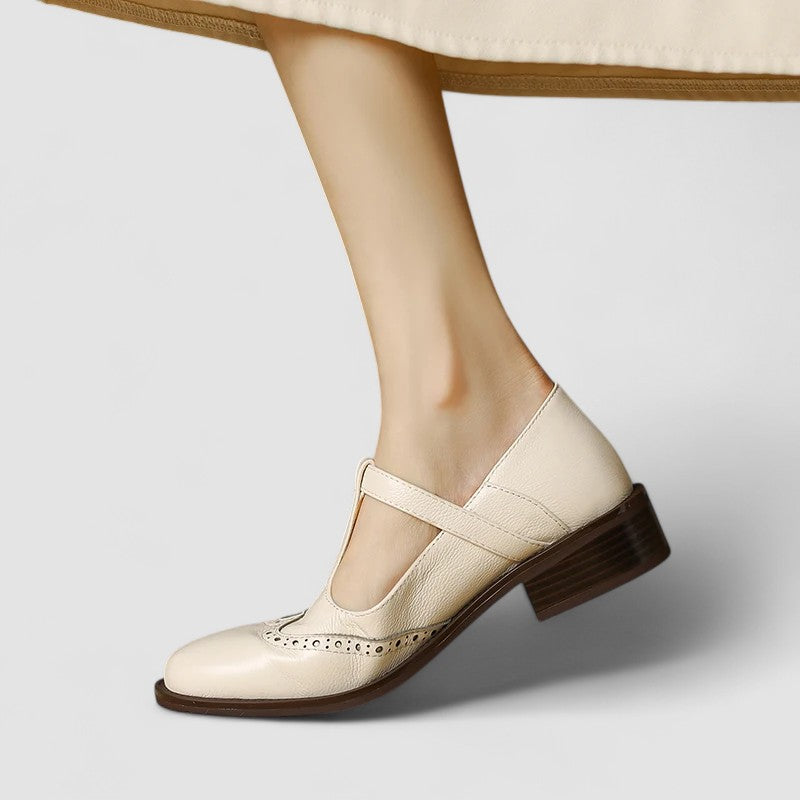 Vianne | T-Strap Mary Jane Brogues with Buckle