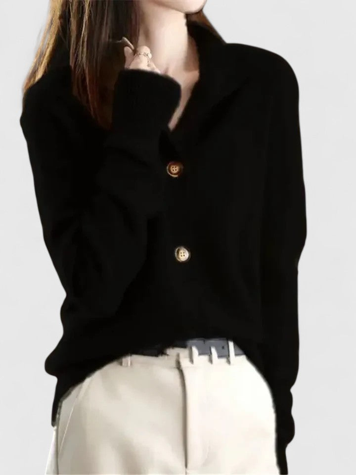Paolina | Collared Button-Up Knit Cardigan