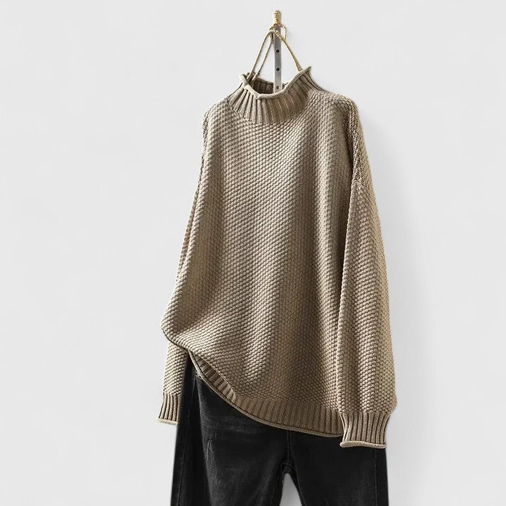 Azul | Chunky Knit Turtleneck Sweater with Seed Stitch