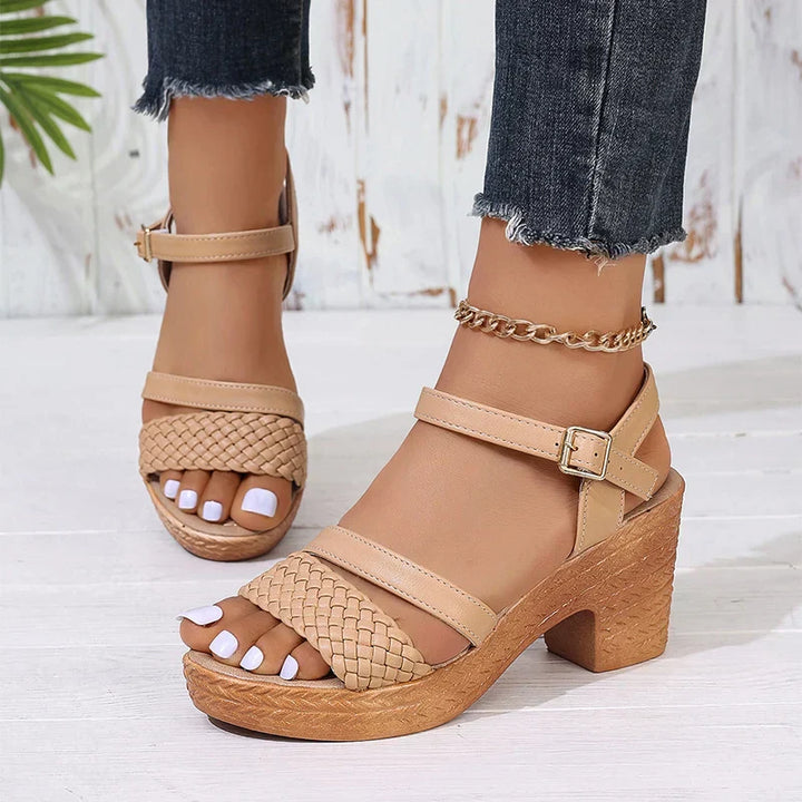 Martha | Braided Block Heel Platform Sandals