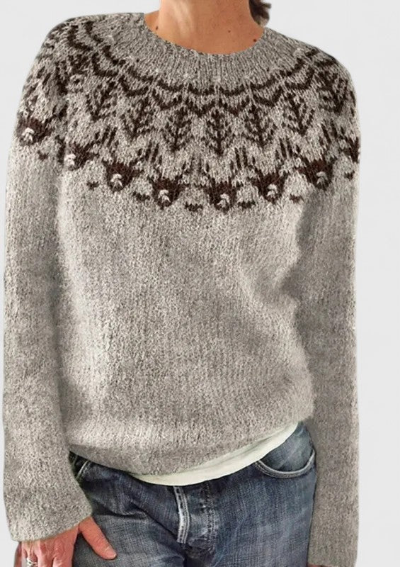 Minah | Fair Isle Crew Neck Pullover Sweater