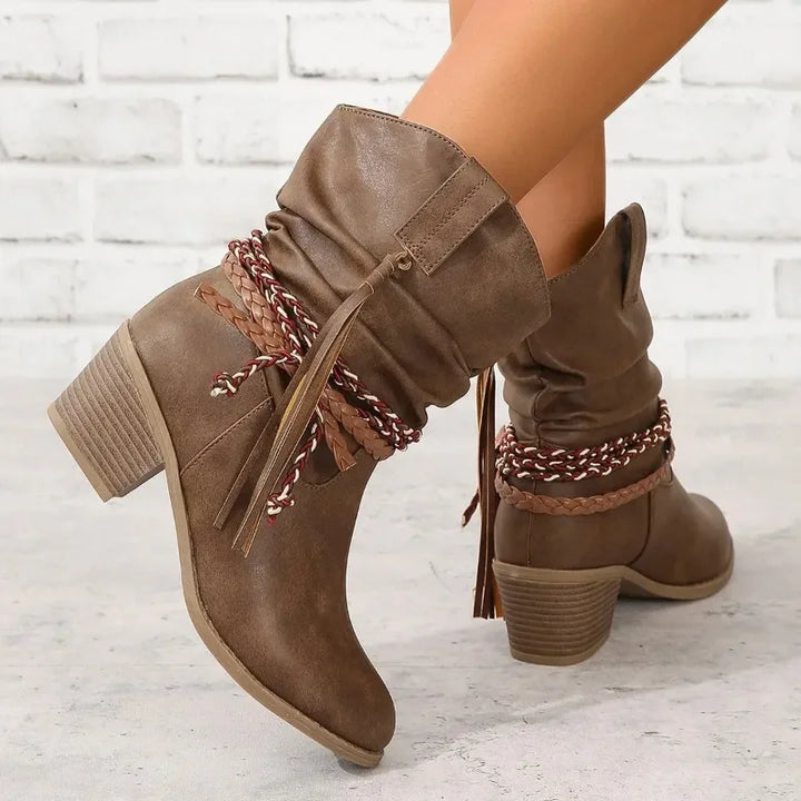 Patrizia | Slouchy Western Boots with Braided Tassel