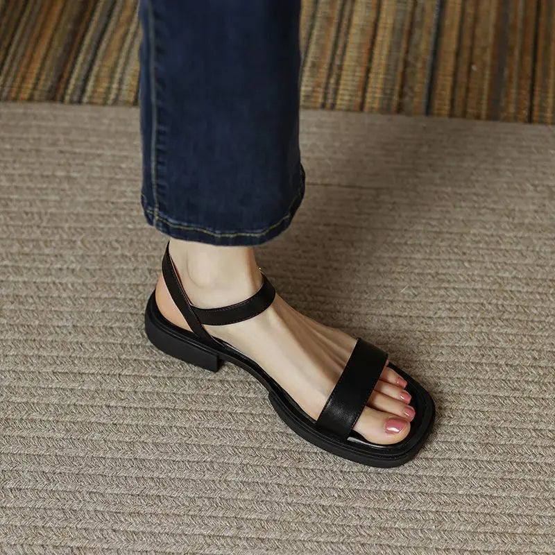 Charlie | Double Strap Platform Sandals with Ankle Buckle