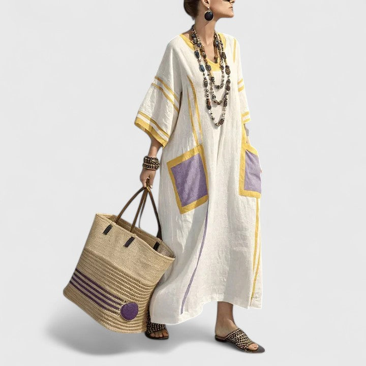 Indigo | Embroidered Bohemian Caftan Maxi Dress