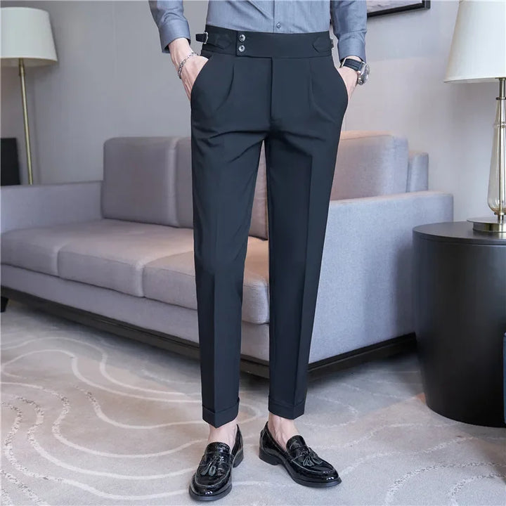 Henrik | Double Pleat High Waist Trousers