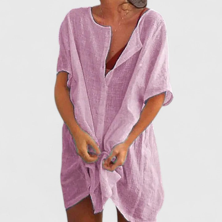 Cleopatraea | Linen Tunic Shirt Dress Short Sleeve