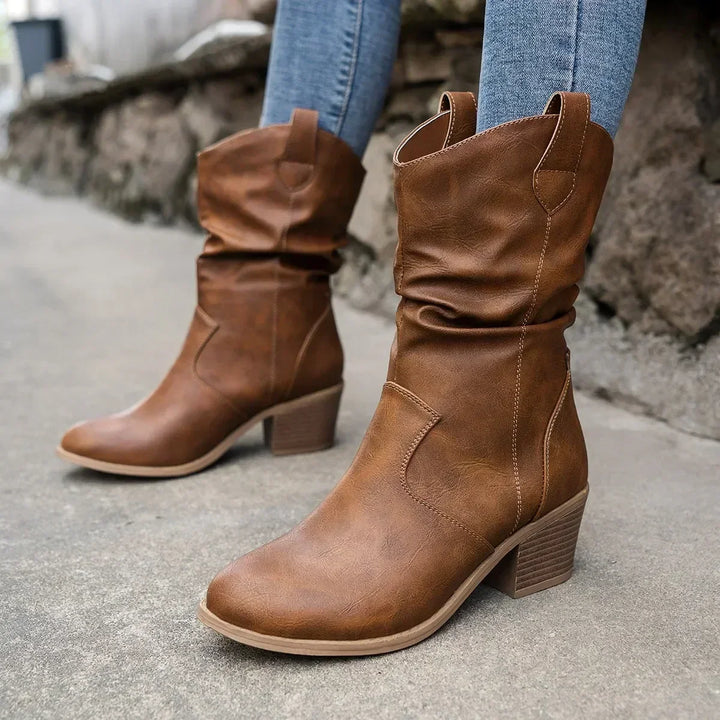 Veronica | Slouchy Block Heel Western Boots