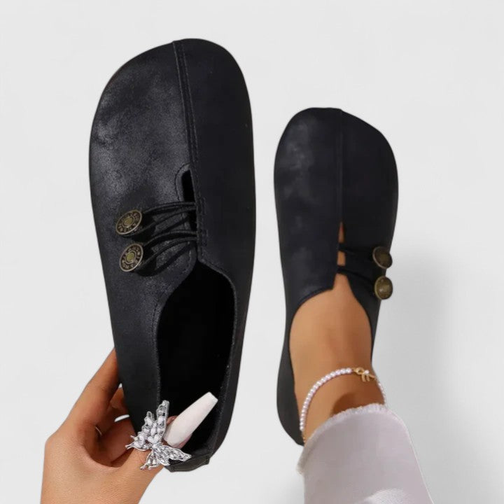 Meena | Button Strap Flat Loafers