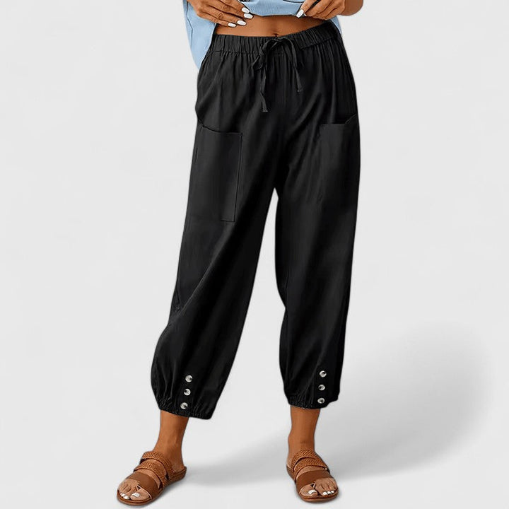 Ashanti | Cropped Cotton Linen Pants with Pockets