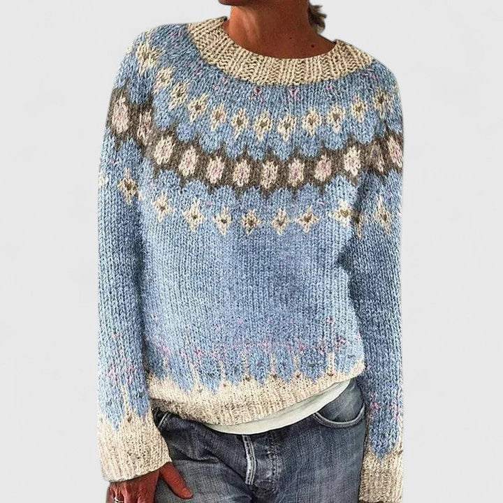Minah | Fair Isle Crew Neck Pullover Sweater
