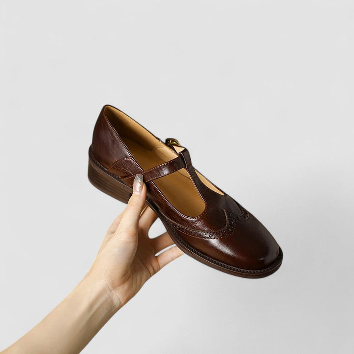 Vianne | T-Strap Mary Jane Brogues with Buckle