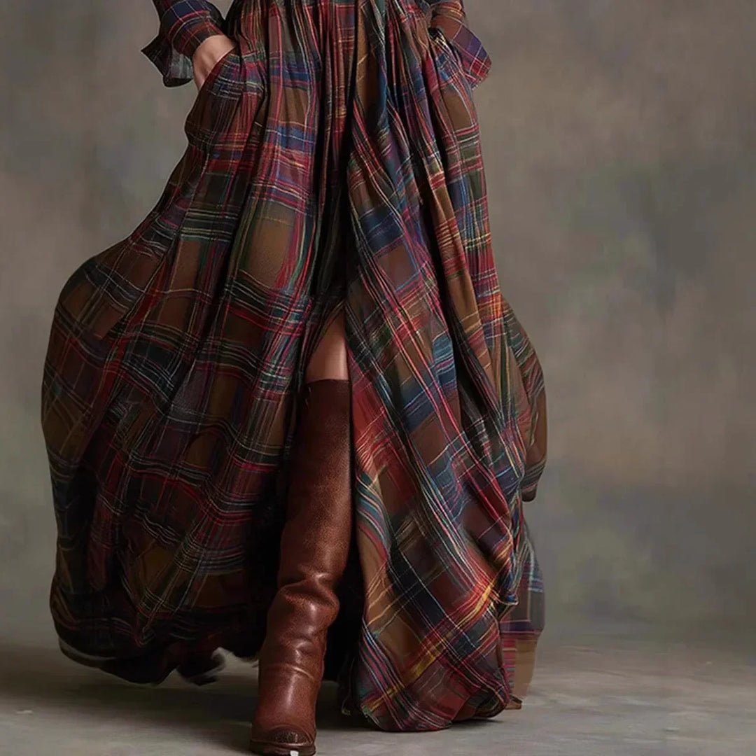 Tessa | Plaid Maxi Shirt Dress with Belt