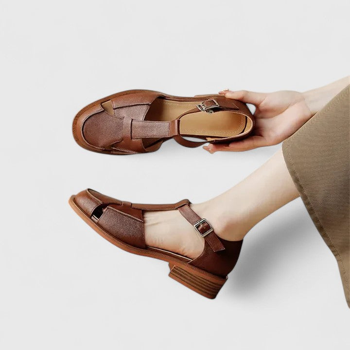 Sabella | Closed-Toe T-Strap Sandals with Buckle