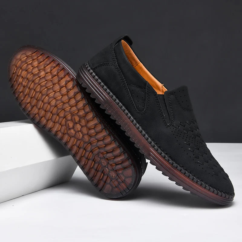 Aaron | Perforated Textured Slip-On Loafers
