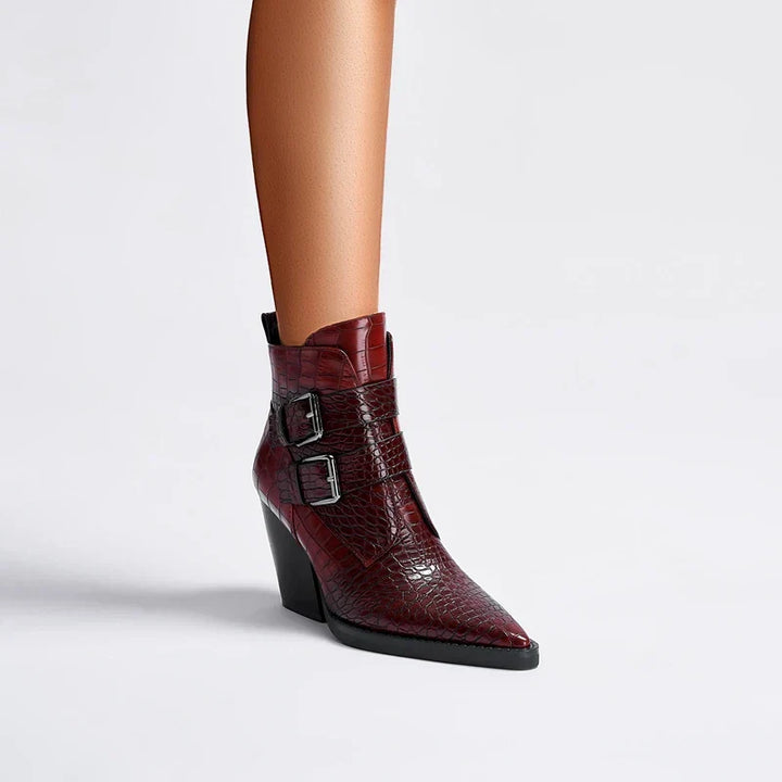 Carmela | Croc Embossed Pointed Toe Western Boots