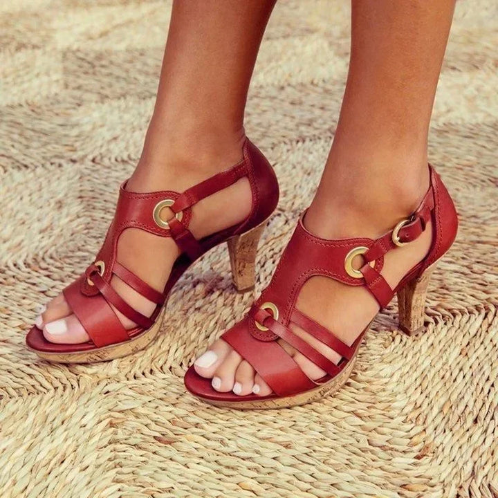 Nona | Strappy Heeled Sandals with Buckle