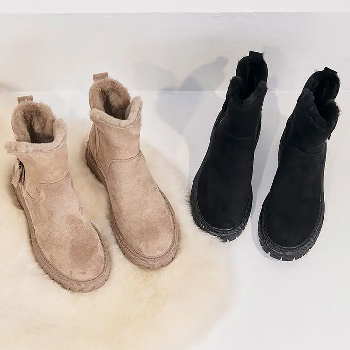 Millicent | Suede Faux Fur Boots with Side Zip