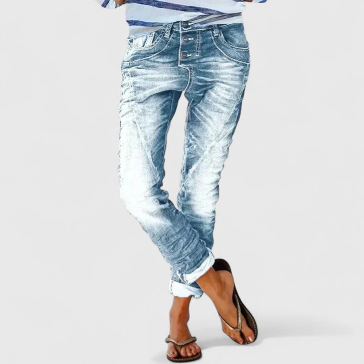 Ursula | Distressed Acid Wash Jeans Tapered Fit