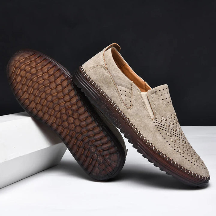 Aaron | Perforated Textured Slip-On Loafers