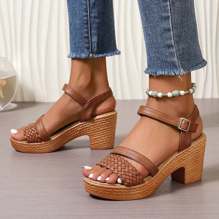 Martha | Braided Block Heel Platform Sandals